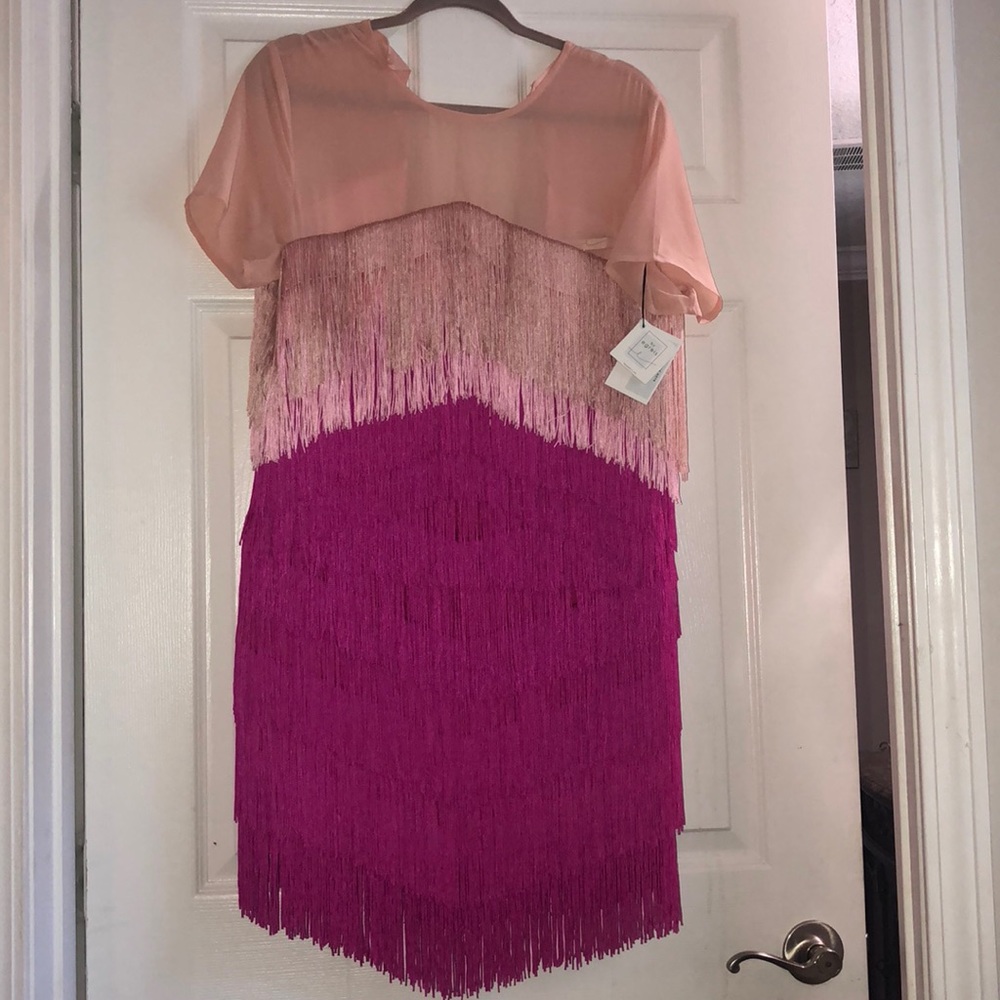 Pink fringe dress